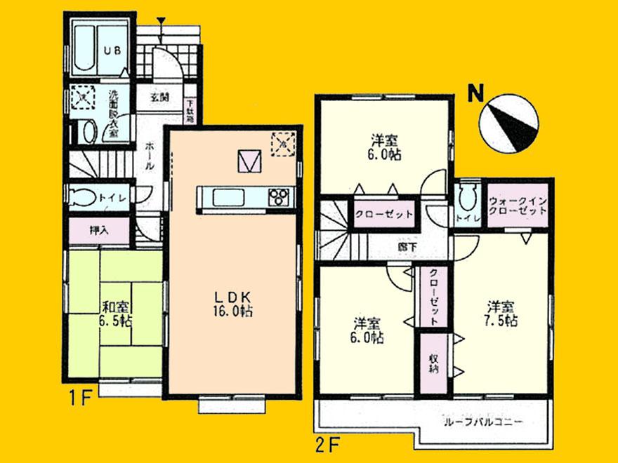 Floor plan. (1 Building), Price 38,800,000 yen, 4LDK, Land area 140.83 sq m , Building area 99.37 sq m