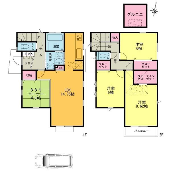 Floor plan. 38,800,000 yen, 4LDK, Land area 124.5 sq m , Building area 99.36 sq m