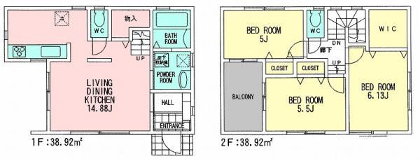 Floor plan. 34,800,000 yen, 3LDK, Land area 99.72 sq m , Building area 77.84 sq m