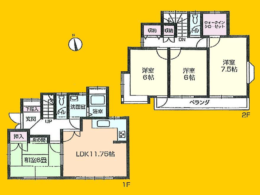 Floor plan. 21,800,000 yen, 4LDK, Land area 150.39 sq m , Building area 89.9 sq m