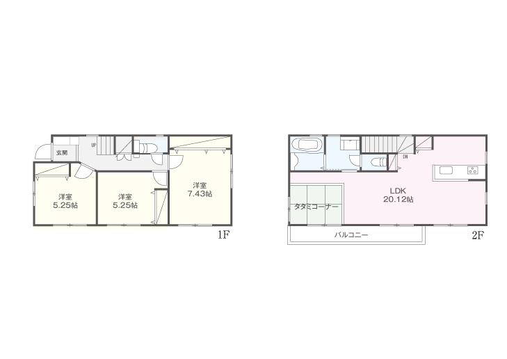 Floor plan. 38,800,000 yen, 3LDK, Land area 120.09 sq m , Building area 95.26 sq m