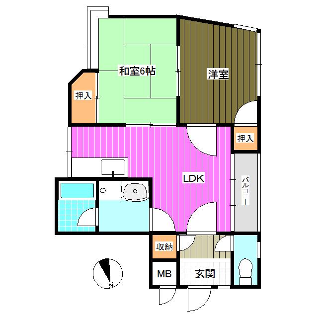 Floor plan. 2LDK, Price 18,800,000 yen, Occupied area 51.32 sq m , Balcony area 2.7 sq m