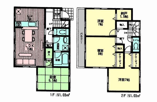 Floor plan. 41,800,000 yen, 4LDK, Land area 190.6 sq m , Building area 102.06 sq m