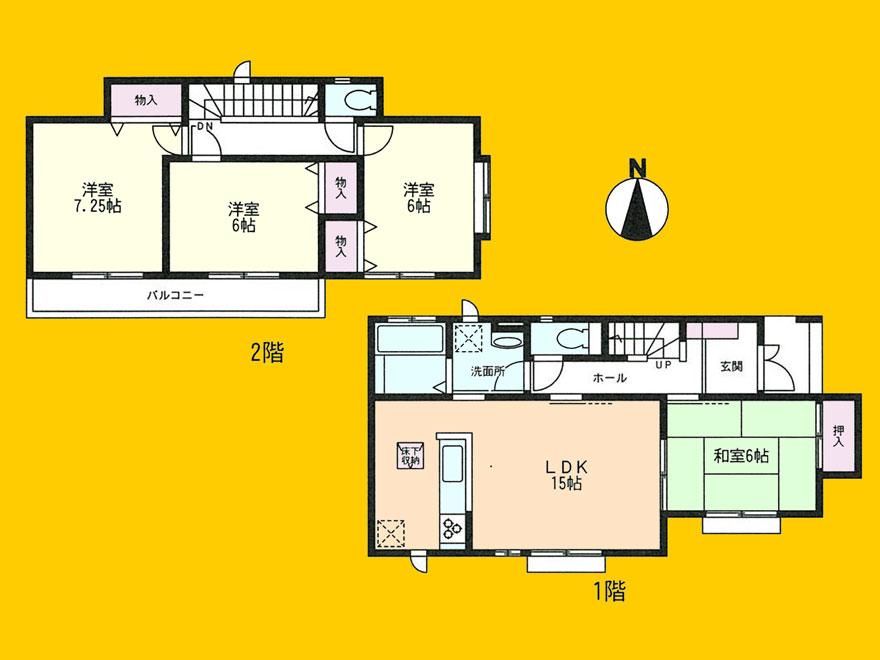 Floor plan. (A Building), Price 33,800,000 yen, 4LDK, Land area 170.39 sq m , Building area 96.87 sq m