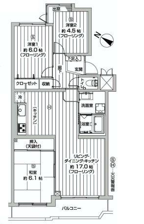 Floor plan. 3LDK, Price 20,900,000 yen, Occupied area 71.84 sq m , Balcony area 2.37 sq m
