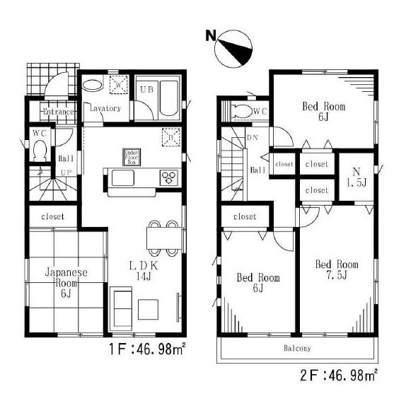 Floor plan. 38,800,000 yen, 4LDK, Land area 115.63 sq m , Building area 93.96 sq m