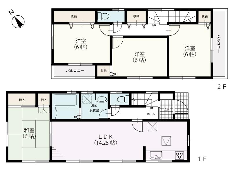 Floor plan. (3 Building), Price 33,800,000 yen, 4LDK, Land area 134.22 sq m , Building area 93.16 sq m