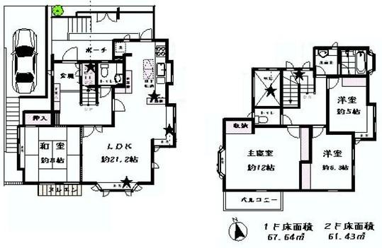 Floor plan. 36,800,000 yen, 4LDK, Land area 175.2 sq m , Building area 129.07 sq m