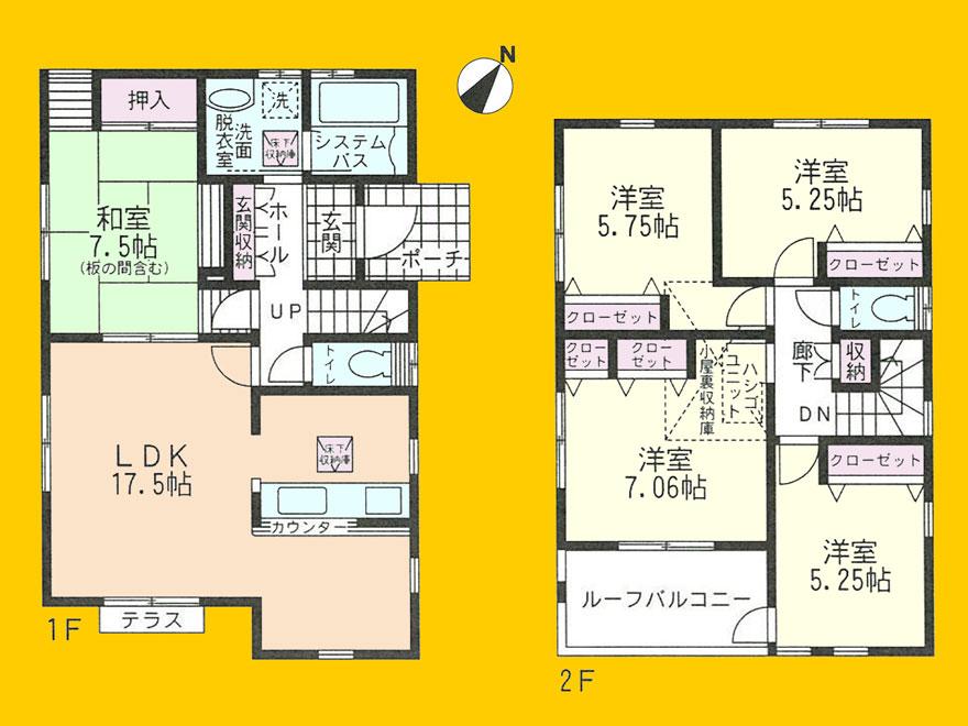 Floor plan. (4 Building), Price 41,800,000 yen, 5LDK, Land area 155.06 sq m , Building area 110.13 sq m