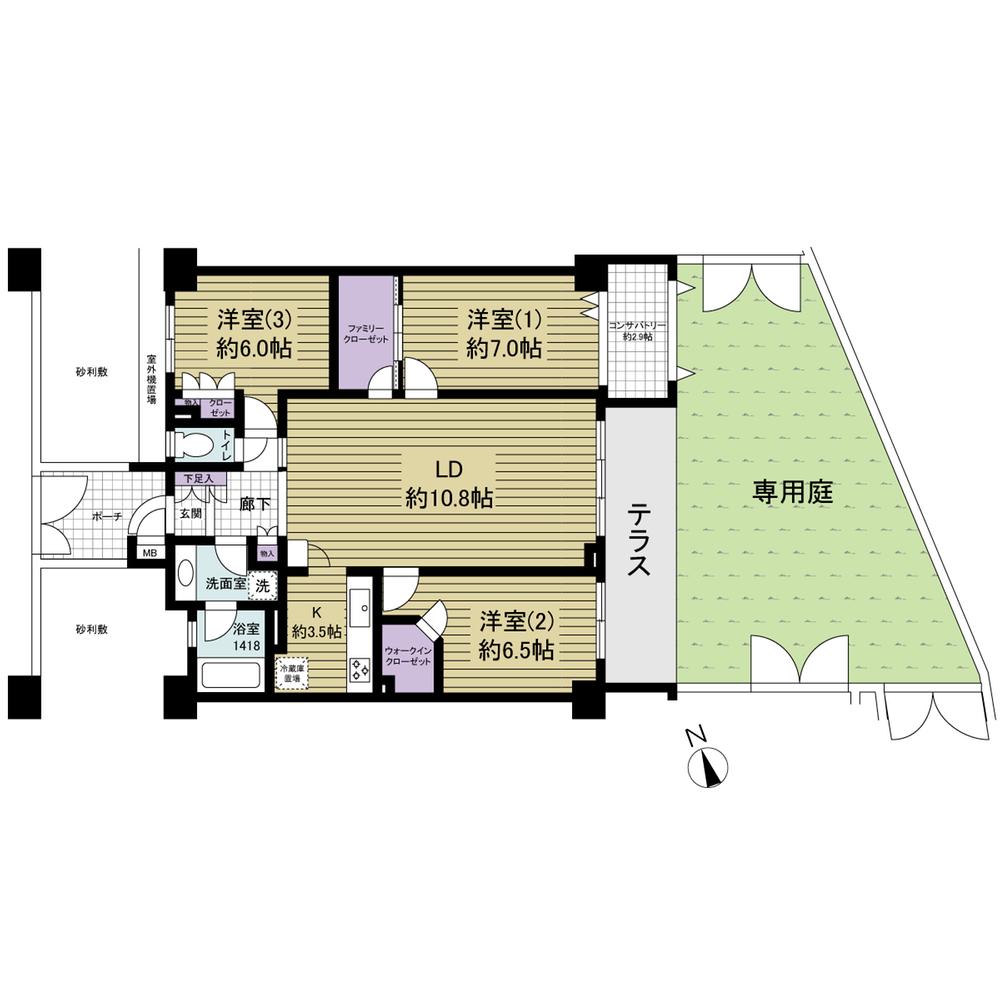 Floor plan. 3LDK, Price 37,800,000 yen, Occupied area 87.66 sq m