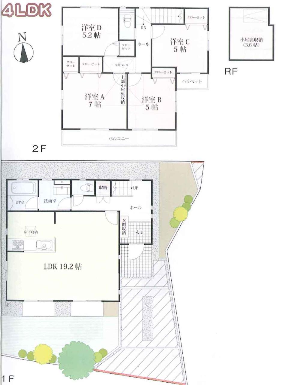 Floor plan. (1), Price 55,800,000 yen, 4LDK, Land area 125.86 sq m , Building area 100.2 sq m