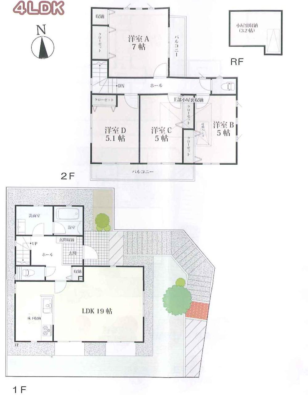 Floor plan. (2), Price 51,800,000 yen, 4LDK, Land area 125.85 sq m , Building area 119.13 sq m