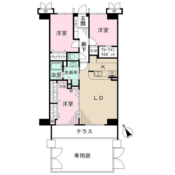 Floor plan. 3LDK, Price 21,800,000 yen, Occupied area 79.91 sq m
