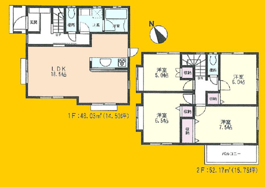Building plan example (floor plan). Floor: 4LDK Building area: 100.20 Building reference price: 13 million yen