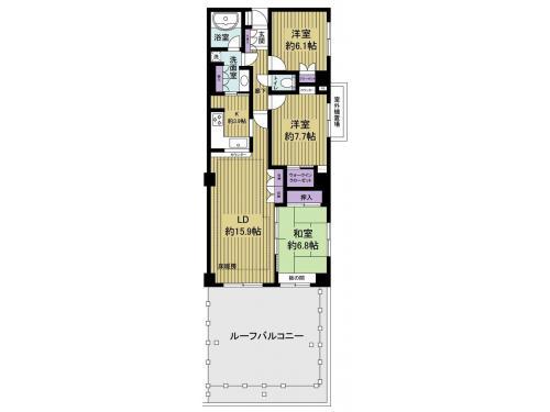 Floor plan. 3LDK, Price 34,800,000 yen, Footprint 86.8 sq m , Balcony area 30.13 sq m