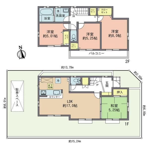 Floor plan. 34,500,000 yen, 4LDK, Land area 121.04 sq m , Building area 96.46 sq m