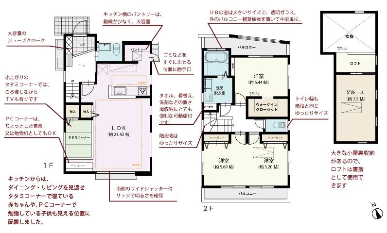 Floor plan. (6 Building), Price 41.4 million yen, 4LDK, Land area 125.83 sq m , Building area 100.09 sq m