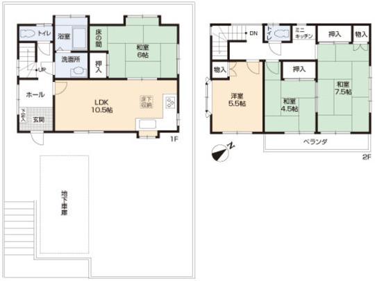 Floor plan. 22.5 million yen, 4LDK, Land area 150.72 sq m , Building area 89.42 sq m floor plan