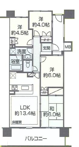 Floor plan. 4LDK, Price 25,800,000 yen, Footprint 71.8 sq m , Balcony area 12.2 sq m