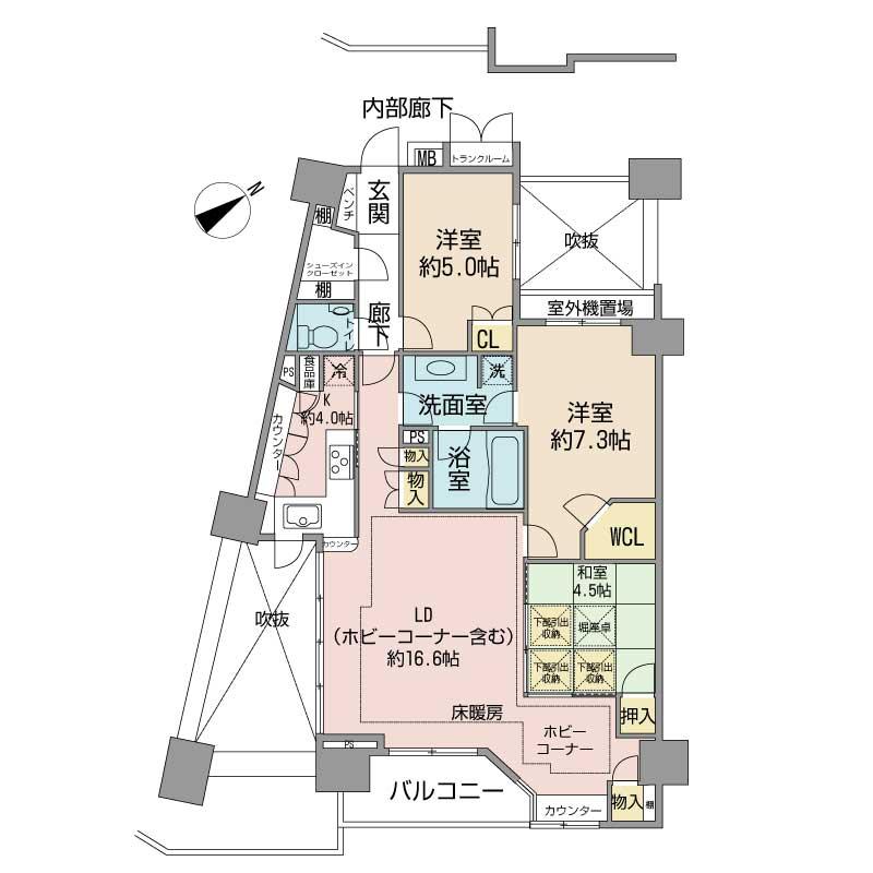 Floor plan. 3LDK, Price 29,800,000 yen, Occupied area 82.85 sq m , Balcony area 5.44 sq m