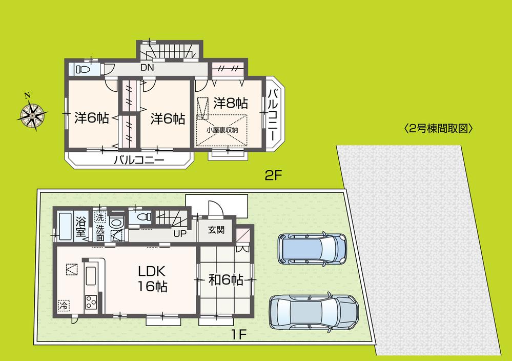 Floor plan. (Building 2), Price 46,800,000 yen, 4LDK, Land area 133.33 sq m , Building area 98.2 sq m