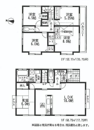 Floor plan. 36.5 million yen, 5LDK, Land area 195.32 sq m , Building area 110.96 sq m floor plan