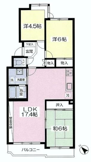 Floor plan. 3LDK, Price 15 million yen, Occupied area 71.84 sq m