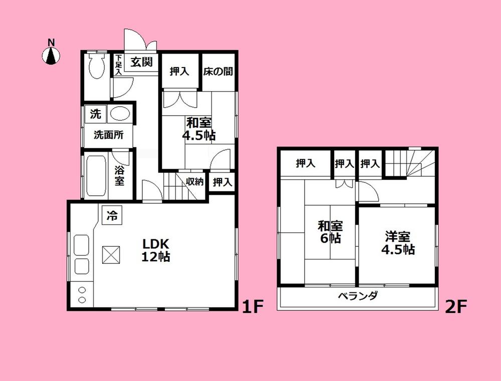 Floor plan. 25,800,000 yen, 3LDK, Land area 108.06 sq m , Building area 71.04 sq m