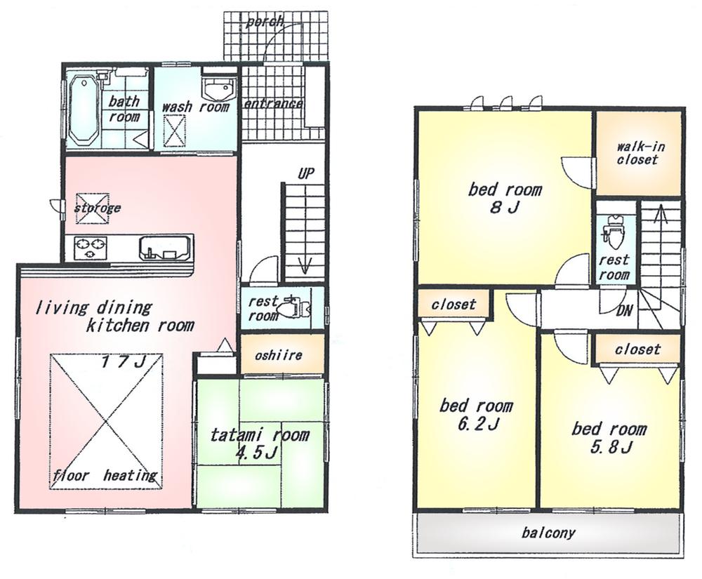 Floor plan. (Building 2), Price 29,800,000 yen, 4LDK, Land area 176.5 sq m , Building area 98.95 sq m