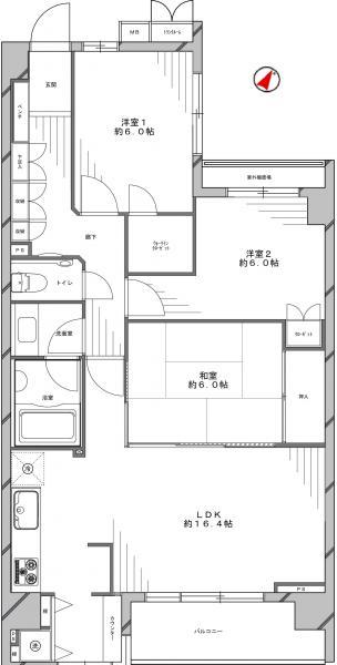 Floor plan. 3LDK, Price 34,800,000 yen, Occupied area 78.94 sq m , Balcony area 6.6 sq m