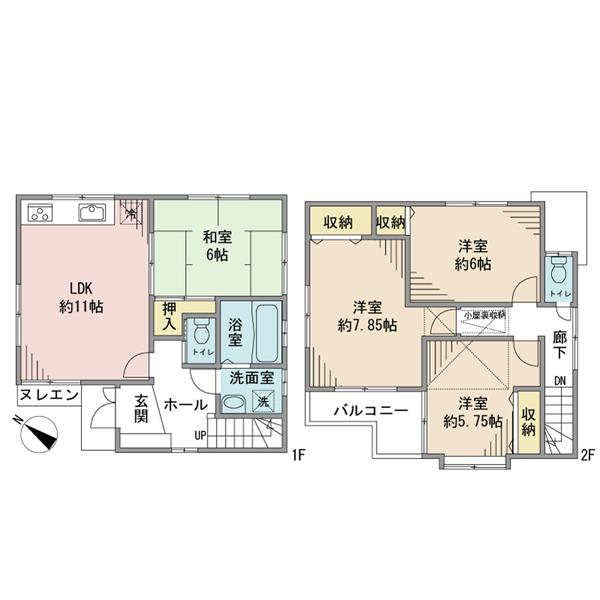 Floor plan. 22.5 million yen, 4LDK, Land area 106.66 sq m , Building area 85.45 sq m