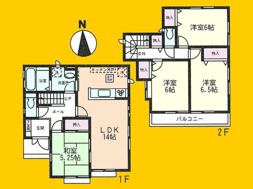 Floor plan. (B Building), Price 36,800,000 yen, 4LDK, Land area 101.92 sq m , Building area 92.74 sq m