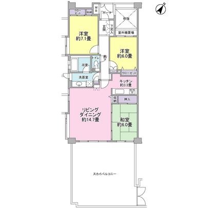 Floor plan. The LD floor heating. bathroom, There is a window in washroom, You can ventilation.