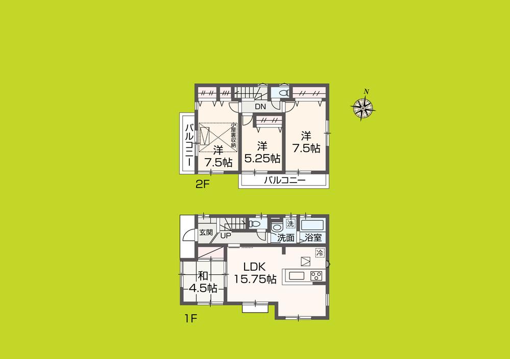 Floor plan. (3 Building), Price 28.8 million yen, 4LDK, Land area 125.46 sq m , Building area 94.81 sq m