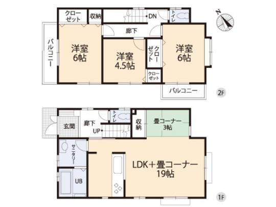 Floor plan. 28.8 million yen, 3LDK, Land area 153.75 sq m , Building area 88.59 sq m floor plan