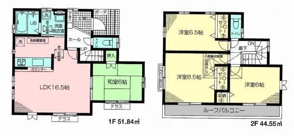 Floor plan. 48,300,000 yen, 4LDK, Land area 130.5 sq m , Building area 96.39 sq m