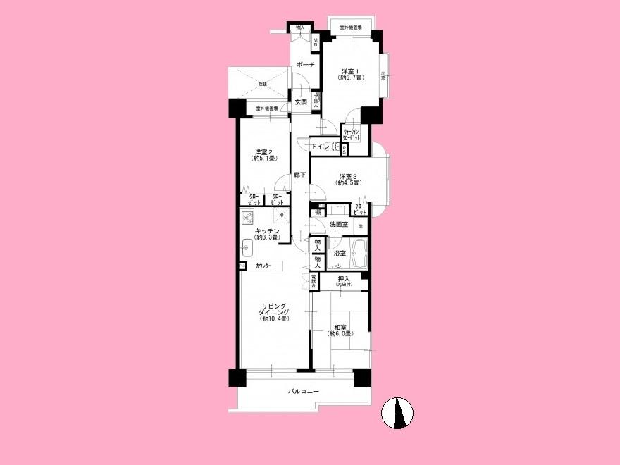 Floor plan. 4LDK, Price 32,900,000 yen, Occupied area 82.26 sq m , Balcony area 9.78 sq m