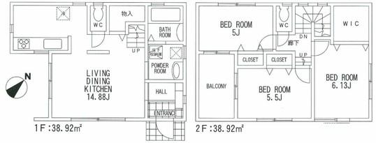 Floor plan. 34,800,000 yen, 3LDK, Land area 99.72 sq m , Building area 77.84 sq m