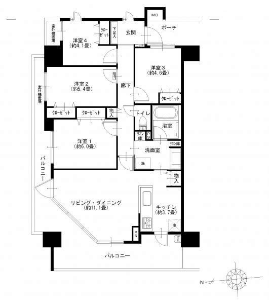 Floor plan. 4LDK, Price 35,900,000 yen, Occupied area 80.61 sq m , Balcony area 21.2 sq m
