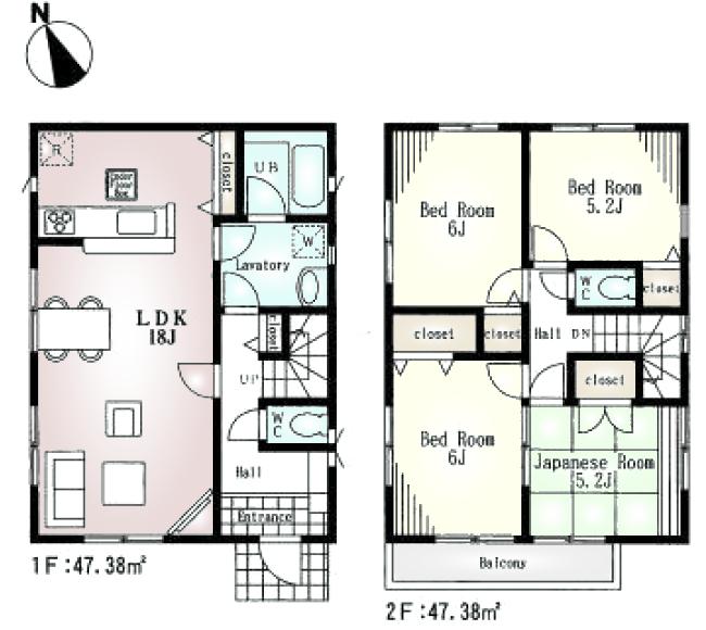 Floor plan. (Building 2), Price 28.8 million yen, 4LDK, Land area 112.67 sq m , Building area 94.76 sq m