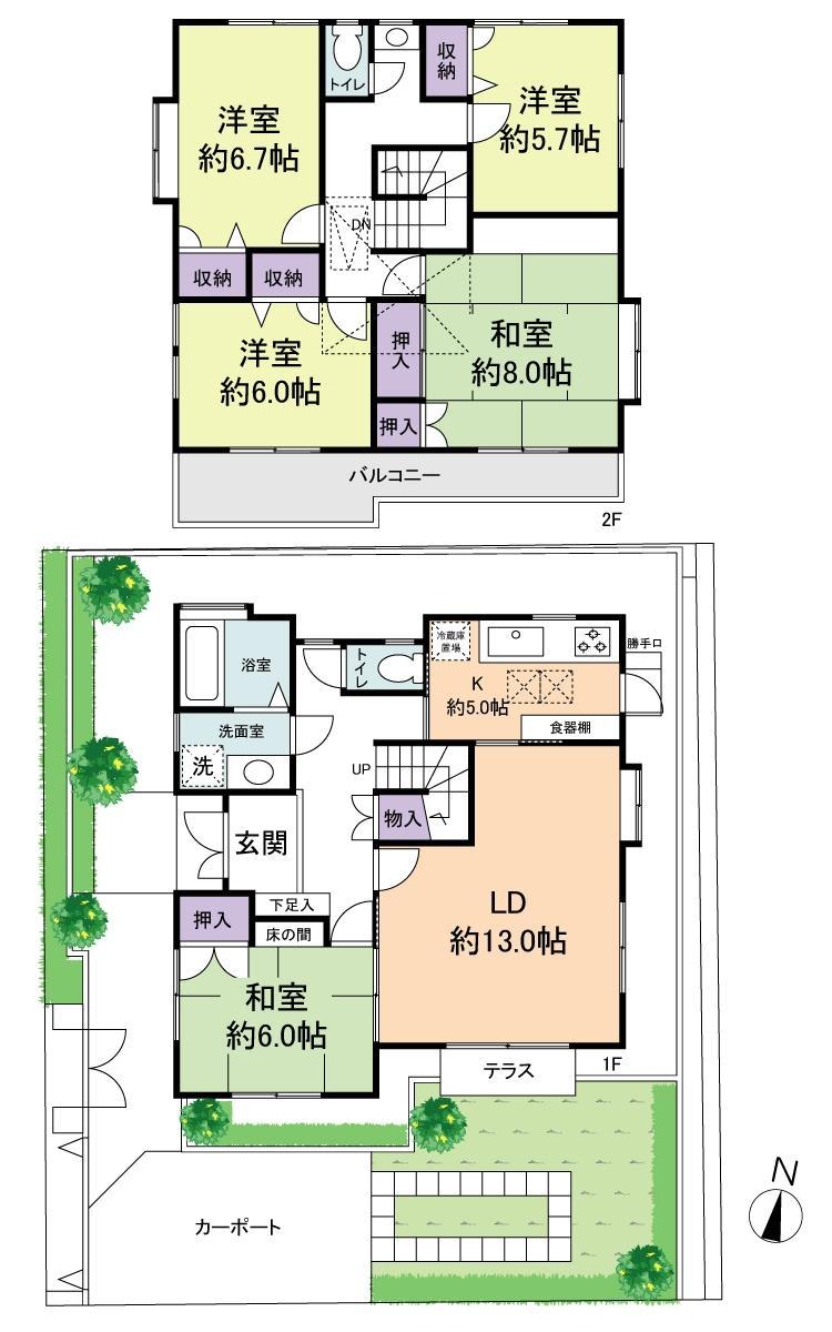 Floor plan. 34,800,000 yen, 5LDK, Land area 170.27 sq m , Building area 127.24 sq m