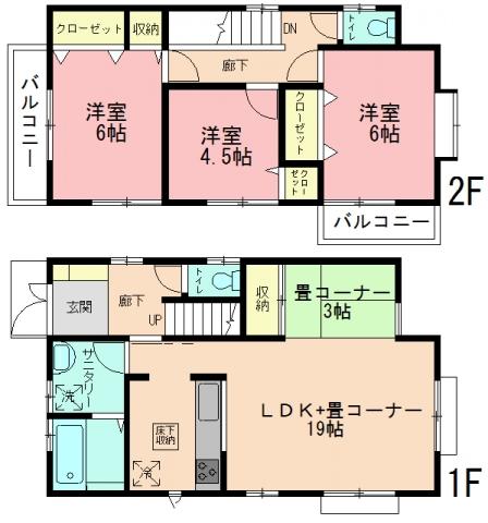 Floor plan. 28.8 million yen, 3LDK, Land area 153.75 sq m , Building area 88.59 sq m