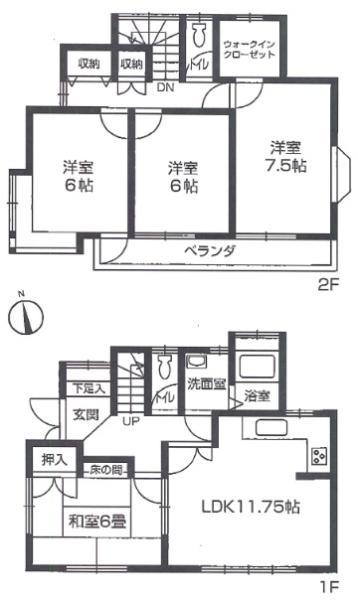 Floor plan. 21,800,000 yen, 4LDK, Land area 150.39 sq m , Building area 89.9 sq m