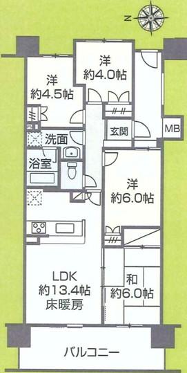 Floor plan. 4LDK, Price 25,800,000 yen, Footprint 71.8 sq m , Balcony area 12.2 sq m