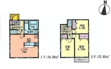 Floor plan. 25,800,000 yen, 3LDK, Land area 120.6 sq m , Building area 76.54 sq m