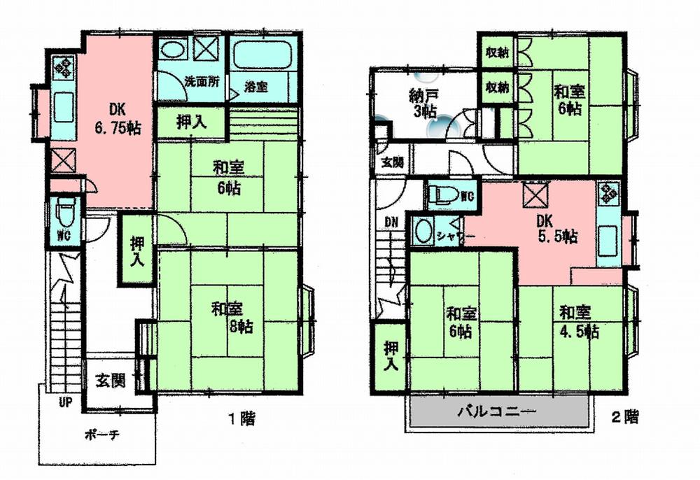 Floor plan. 23 million yen, 5DDKK, Land area 82 sq m , Building area 97.2 sq m