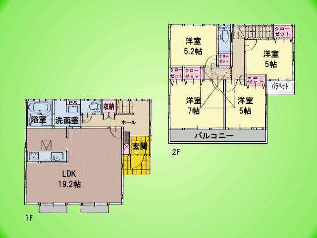 Floor plan. ((1) Building), Price 55,800,000 yen, 4LDK, Land area 125.86 sq m , Building area 100.2 sq m