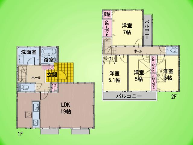 Floor plan. ((2) Building), Price 51,800,000 yen, 4LDK, Land area 125.85 sq m , Building area 119.13 sq m