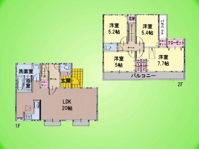 Floor plan. ((4) Building), Price 52,300,000 yen, 4LDK, Land area 125.79 sq m , Building area 119.11 sq m