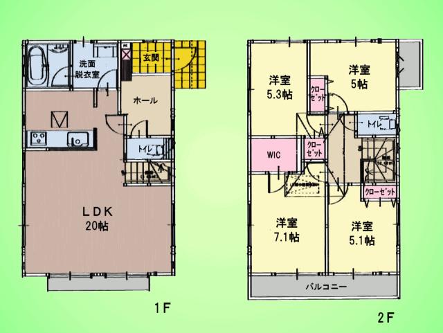 Floor plan. ((6) Building), Price 54,300,000 yen, 4LDK, Land area 126.3 sq m , Building area 100.92 sq m